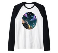Pescatore Astronauta Spazio Pescatore Universo Solo Sogno Maglia con Maniche Raglan