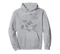 Pescatore di luccio pesce disegnato a mano una linea arte Felpa con Cappuccio