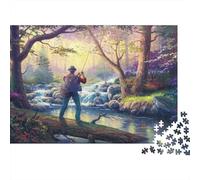 Pescatore nella foresta Puzzle Da 1000 Pezzi Per Fan, Carta Resistente, Arredamento Interno, Regalo Di Compleanno, Gioco Di Puzzle Mentale, Decorazione Murale 52x38cm/1000pcs