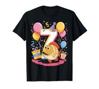 Pesce 7 ° compleanno ragazzo ragazza 7 anni settimo sette Pesce Maglietta