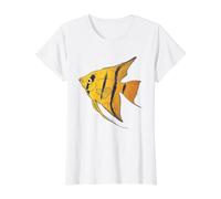 Pesce Angelo Pesce Tropicale Acquario Custode Ciclidi Fan Maglietta con Stampa Grafica Economica, Donna, Bianco, XS