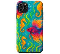 Pesce Betta colorato e cavallucci marini Ocean Art Custodia per iPhone 11 Pro Max