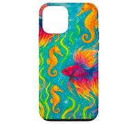 Pesce Betta colorato e cavallucci marini Ocean Art Custodia per iPhone 12 mini