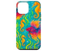 Pesce Betta colorato e cavallucci marini Ocean Art Custodia per iPhone 12 Pro Max