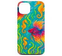Pesce Betta colorato e cavallucci marini Ocean Art Custodia per iPhone 13