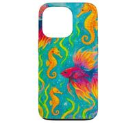 Pesce Betta colorato e cavallucci marini Ocean Art Custodia per iPhone 13 Pro