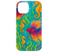Pesce Betta colorato e cavallucci marini Ocean Art Custodia per iPhone 14