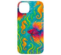 Pesce Betta colorato e cavallucci marini Ocean Art Custodia per iPhone 14 Plus