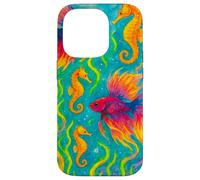 Pesce Betta colorato e cavallucci marini Ocean Art Custodia per iPhone 14 Pro