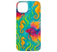 Pesce Betta colorato e cavallucci marini Ocean Art Custodia per iPhone 15 Plus