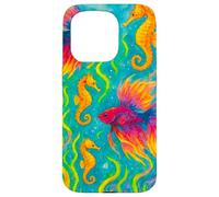 Pesce Betta colorato e cavallucci marini Ocean Art Custodia per iPhone 15 Pro
