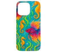 Pesce Betta colorato e cavallucci marini Ocean Art Custodia per iPhone 15 Pro Max