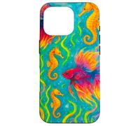 Pesce Betta colorato e cavallucci marini Ocean Art Custodia per iPhone 16 Pro