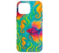 Pesce Betta colorato e cavallucci marini Ocean Art Custodia per iPhone 16 Pro Max