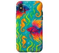 Pesce Betta colorato e cavallucci marini Ocean Art Custodia per iPhone X/XS