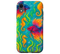 Pesce Betta colorato e cavallucci marini Ocean Art Custodia per iPhone XR
