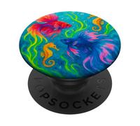 Pesce Betta colorato e cavallucci marini Ocean Art PopSockets PopGrip Adesivo