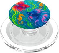 Pesce Betta colorato e cavallucci marini Ocean Art PopSockets PopGrip per MagSafe