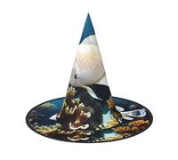 Pesce bianco-dorato 1 pz Halloween strega cappello costume partito cappello adatto per giochi teatrali accessori