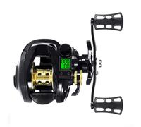 Pesce Bite Alarm Baitcasting Reel con posizionamento profondità e 10 fagioli magnetici per un controllo ottimale del lancio (nero destro)