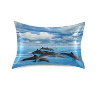 Pesce Delfino Mare Blu Cielo Federe Cuscino Letto, Federa Guanciale Pillowcase in Seta Morbida per Capelli e Pelle con Chiusura a Busta standard/regina/re