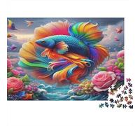 Pesce Koi 1000 Pezzi Pesce Psichedelico Cartone Riciclato Ecologico per Adulti Gioco Educativo Sollievo da Stress per Decorazione Murale Idee Regalo 38x26cm
