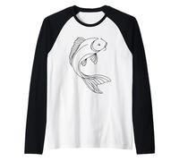 Pesce Koi Arte lineare Acquariofilo Maglia con Maniche Raglan