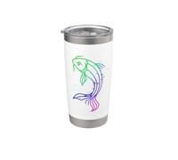 Pesce Koi Glitch Futuristico Digitale Estetica Orientale Bicchiere termico in acciaio inox doppia parete