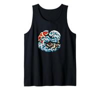 Pesce Koi Rosso e Nero Ispirato al Feng Shui Yin Yang in Onda Canotta