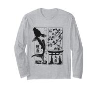 Pesce Koi Ukyio-e Sumi-e Fiori Di Ciliegio Torii Giapponese Maglia a Manica