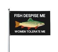 Pesce mi disprezza Le donne mi tollerano Bandiera della casa, Bandiera 3x5 Ft Singolo lato esterno, Striscioni anti-sbiadimento dai colori vivaci Decorazione esterna del cortile