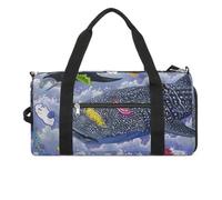 Pesce oceano, decorazione nautica, balena squalo arte giapponese, motivo pesce divertente borsa da palestra con scomparto per scarpe borsone da viaggio borsone da viaggio borsa da yoga