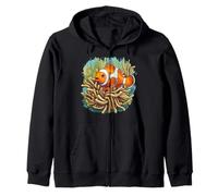 Pesce pagliaccio luminoso e colorato nel vestito della barriera corallina Felpa con Cappuccio