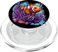 Pesce pagliaccio luminoso godendo il suo rifugio corallo PopSockets PopGrip per MagSafe
