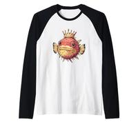 Pesce palla che indossa la corona per gli amanti del divertimento e del regno Maglia con Maniche Raglan