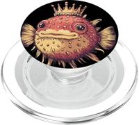 Pesce palla che indossa la corona per gli amanti del divertimento e del regno PopSockets PopGrip per MagSafe