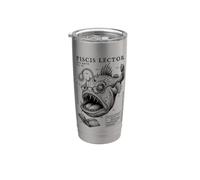 Pesce pescatore lettura libroso divertente libro amante scienza Bicchiere termico in acciaio inox doppia parete