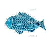 Pesce pesci squame in ceramica smaltata turchese da appendere appeso made italy