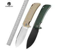 Pesce petrificato PFB05 Coltello pieghevole Coltelli da tasca 14C28N Coltello a lama G10 Maniglia Sopravvivenza Pesca da campeggio all'aperto Utensili manuali