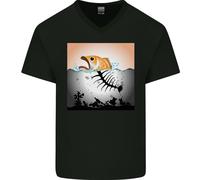 Pesce Pollution Climate Change Ambiente Uomo Scollo A V Cotone T-Shirt
