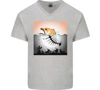 Pesce Pollution Climate Change Ambiente Uomo Scollo A V Cotone T-Shirt