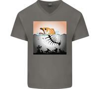 Pesce Pollution Climate Change Ambiente Uomo Scollo A V Cotone T-Shirt