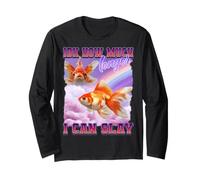 Pesce Rosso Divertente Meme Cultura Internet Gen Z Sarcastico Maglia a Manica