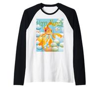 Pesce Rosso Norooz Happy Cielo-Blue Wishes Maglia con Maniche Raglan