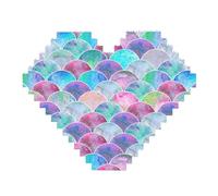 Pesce Scale Ocean Print Art Mattone Puzzle a forma di cuore DIY Building Blocks Set 3D Puzzle Home Decor 82 pezzi