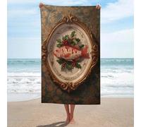 Pesce su un piatto con agrifoglio telo mare in microfibra senza sabbia grande asciugamani doccia multiuso assorbente per bagno piscina 130 x 80 cm