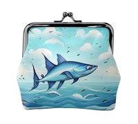 Pesce volante negli oceani piccoli portafogli donna, portafogli da donna, portamonete da donna, piccolo portafoglio da donna, con cerniera e blocco bacio, nero, Taglia unica, Art Deco