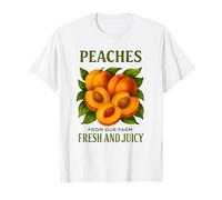 Pesche, Fresco e Succoso, Annata stile Frutta Pubblicità Maglietta