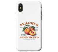 Pesche raccolte a mano frutta vintage retrò pesca grafica Custodia per iPhone X/XS