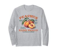 Pesche raccolte a mano frutta vintage retrò pesca grafica Maglia a Manica